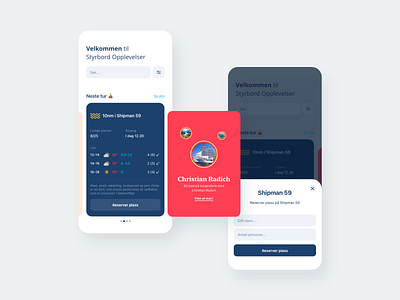 Styrbord Opplevelser app clean design interaction design interface minimalistic modern norwegian ui ux