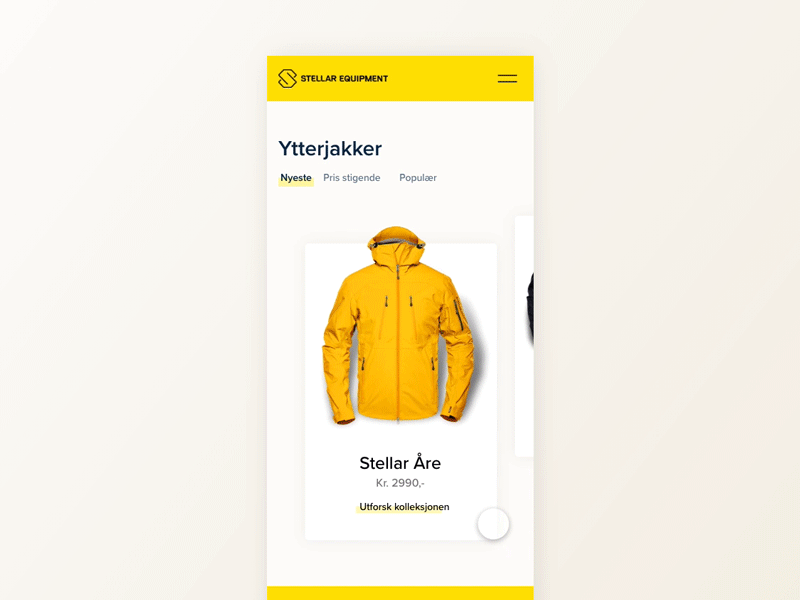 Stellar EQ animation app app design application clean clothing design ecommerce gif interaction interaction design interface minimalistic modern norwegian outdoor products ui ux web design