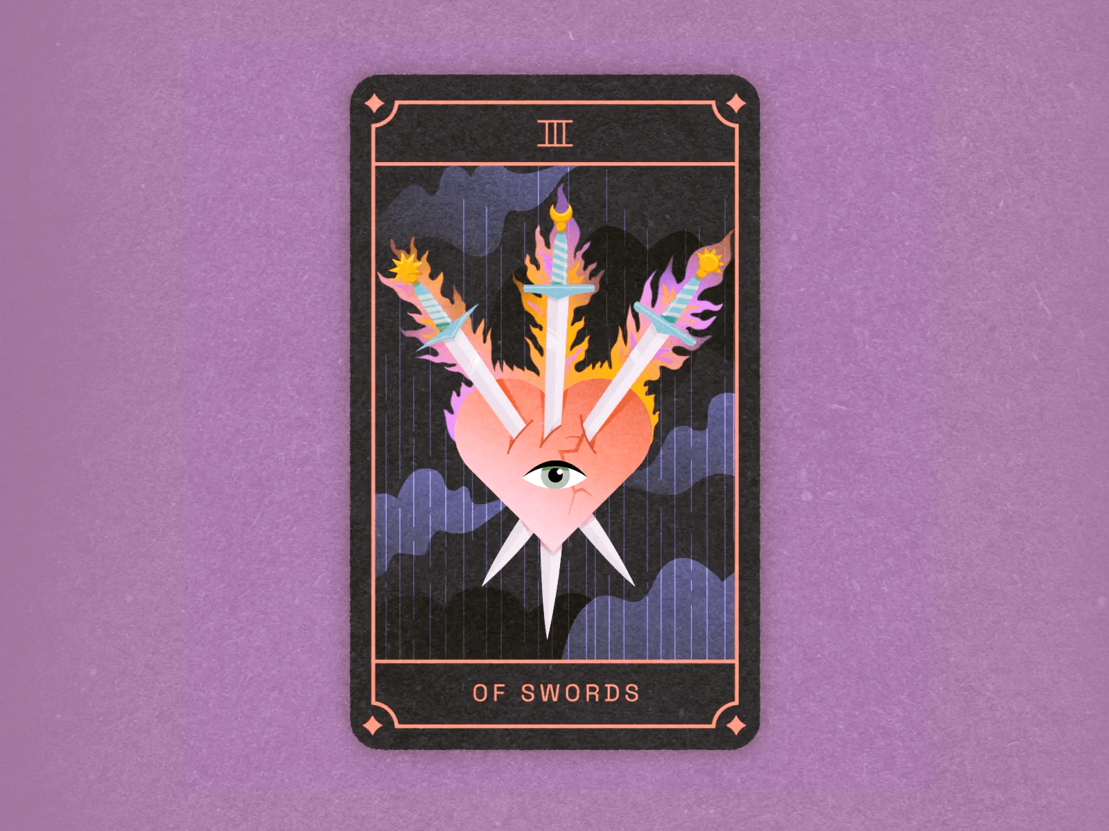Three of Swords after effects animation card design digital art illustration motion graphics redesign tarot