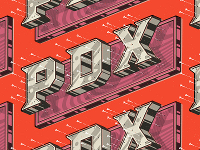Portland Pattern I custom type illustration lettering limited palette overprinting retro sans texture type typography vintage