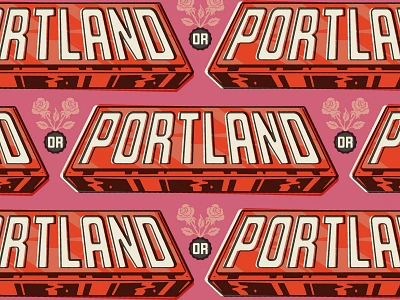 Portland Pattern II custom type illustration lettering misregistration overprint pdx portland retro roses sans serif texture type typography vintage