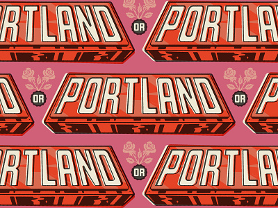 Portland Pattern II custom type illustration lettering misregistration overprint pdx portland retro roses sans serif texture type typography vintage