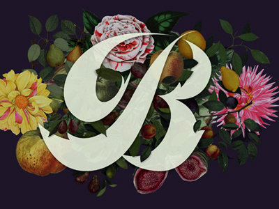 B b floral lettering script swash typography