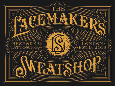 Lacemaker's Sweatshop branding lettering monogram ornament ornate victorian