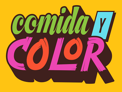 Comida Y Color 3d dimension lettering retro script show card sign painting vintage