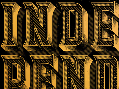 Independence 3d custom dimensional lettering metallic ornate shiny typography