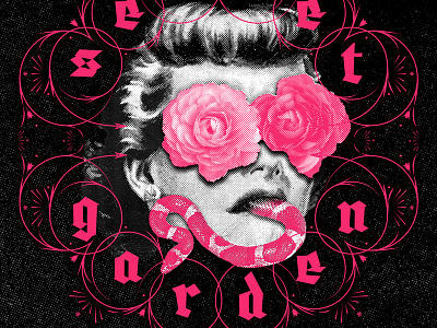 Stay weird blackletter botanical collage digital floral flower fraktur halftone lettering woman