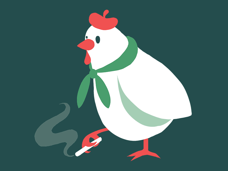 12 Days of Gifmas: French Hen animation bird cell animation cigarette french motion graphics smoke turtle dove