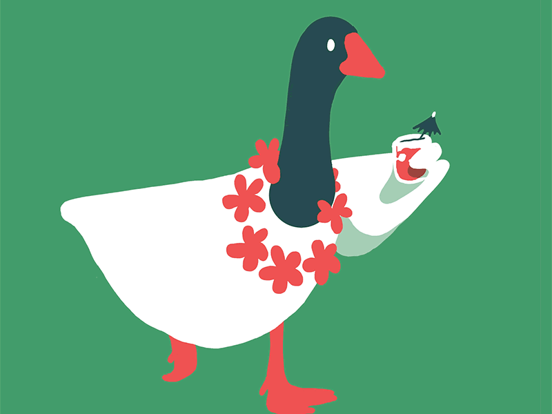 12 Days of Gifmas: Six Geese a-Lei-ing. animation bird cell animation christmas cocktail drink goose lei motion graphics walk cycle