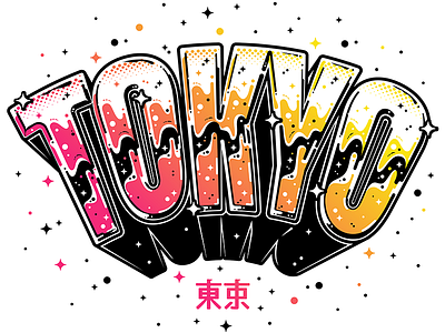 Tokyo! chrome dimensional type illustration japan japanese kanji lettering tokyo travel