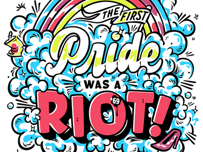 Happy Pride! cloud comic gay illustration lettering lgbtq pride queer rainbow script sticker