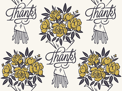 Thanks! botanical brush floral flowers illustration lettering rose script thanks