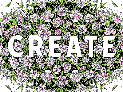 Create botanical floral illustration illustrative lettering negative space rose type