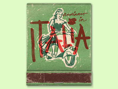 Andiamo! illustration italia italy lettering match matchbook portrait printing screen print vespa woman