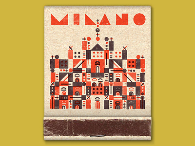 Milano! church duomo geometric illustration italy lettering match matchbook milan printing screen print