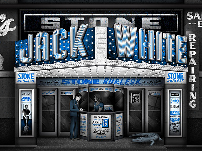 Jack White Detroit affiche band building facade gig poster illustration jack white lettering poster show signage