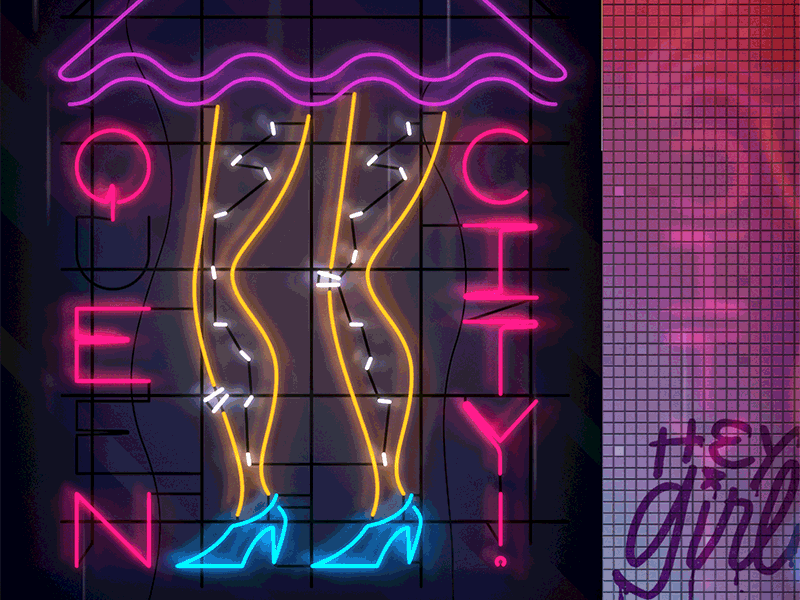 Queen City! animation charlotte drag gif hairy legs heels illustration lgbt neon pride queen