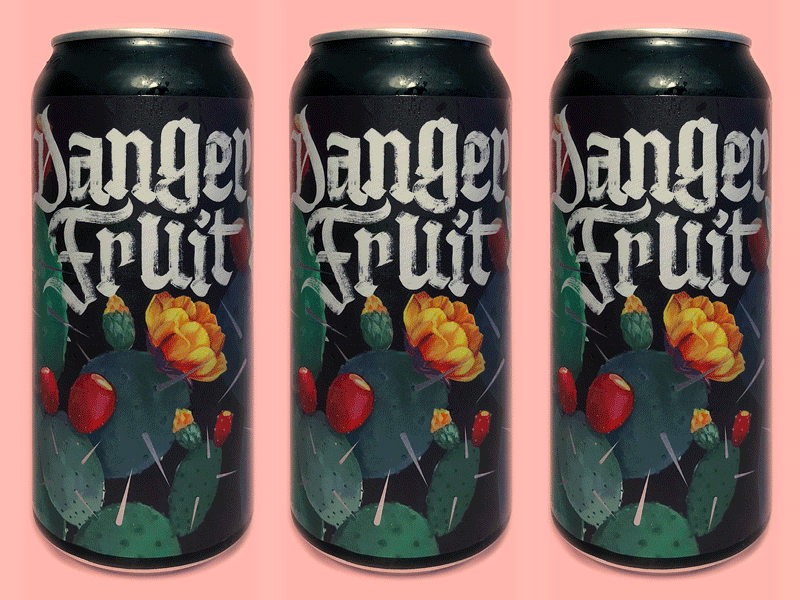 Danger Fruit beer blackletter botanical brew cactus craft lettering nature packaging paint prickly pear