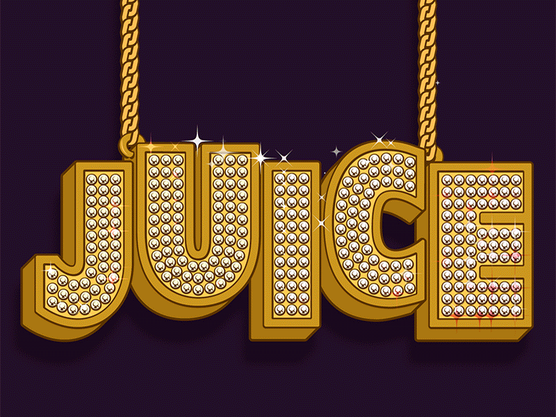 JUICE animation bling blingee casino chain gold chain juice juicy letter lettering lizzo sparkle type