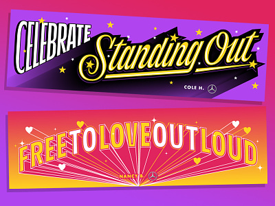 Mercedes-Benz World Pride custom type dimension gradient illustration lettering pride pride month script sticker typography