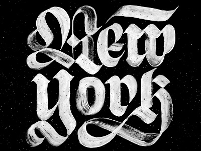 NYC blackletter brush custom type dry brush fraktur lettering new york city nyc paint painted texture