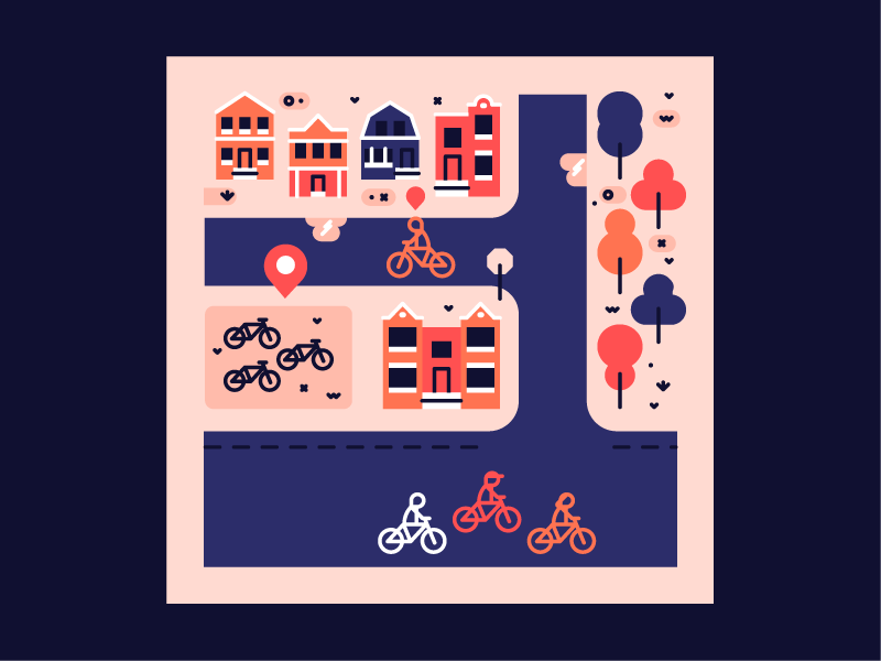Reaching Transit Equity. editorial vector illustration flat cycling bike sharing