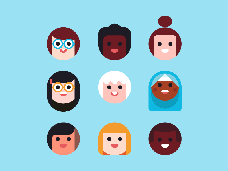👩👩👩 international womens day vector portrait people illustration flat faces design character
