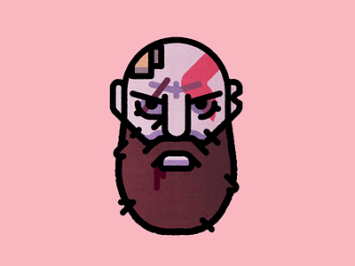 "BOY." god of war illustration kratos portrait ps4 video game