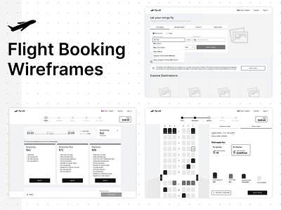 Flight Booking Wireframes desktop ui flight booking minimal ui wireframes