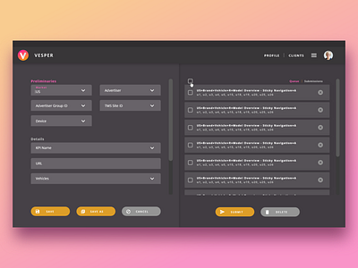 Vesper - Dark Theme clean form form design form elements form field market material material icons minimal