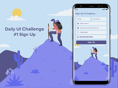 Daily UI Challenge #1 Sign Up illustration ui