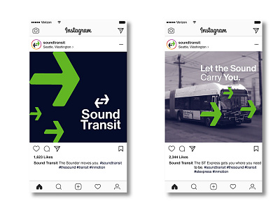 Sound Transit Social Media Ads brand brand identities branding design graphic design instagram logo logo design rebrand social media sound transit transit