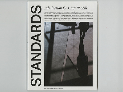 STANDARDS Magazine Cover brand design ethical ethical hacking graphic design hacking layout magazine typography