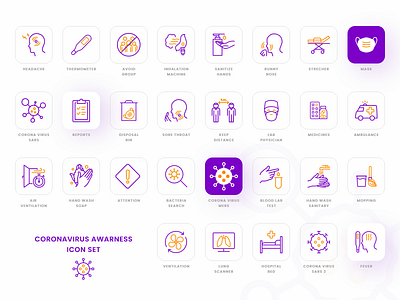 Icon Set (Coronavirus ) branding dribbble graphic icon icon design iconography icons pack icons set iconset illustration line lineart logo logotype product typogaphy uidesign