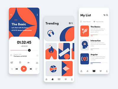 Podcast -Mobile app concept colors design dribbble icon ios app learning list mobile app design mobile ui orange pattern art podacast shape pattern shapes trend tutorial typography ui uidesign ux