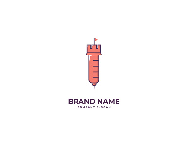 Medical Syringe Castle Logo Design branding branding concept branding design clean concept concept design creative creative design design illustration logo logo design logodesign logos medical medical logo simple syringe unique logo vector