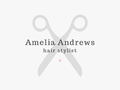 Amelia Andrews clean coral grey icon logo scissors simple