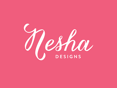 Nesha Designs flat logo pink script simple