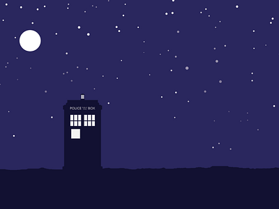 "who, who" - an owl, in the night adobe illustrator dr. who drwho illustration moon night police box stars