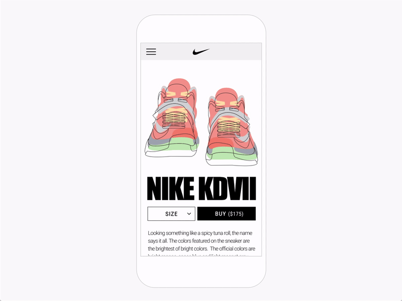 Daily UI #003 - Landing Page animation daily ui illustration landing page mobile nike prototyping sneakers ui