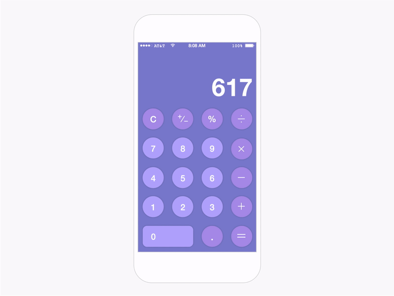 Daily UI #004 - Calculator animation calculator daily ui mobile prototyping purple ui whimsy
