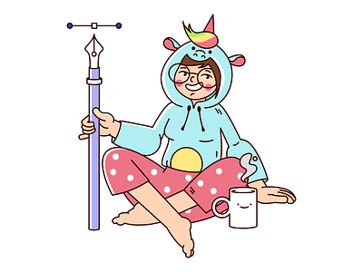 My avatar character design flat design girl illustration pen pentool unicorn vector