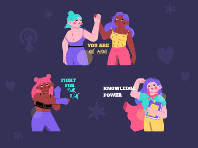 Fem stickers - part 2 character characterdesign design feminism flat design girl illustration purple stickers vector