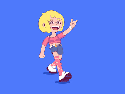 Girl character blue character characterdesign design flat design girl illustration pink vector