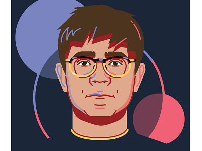 Profile picture avatar flat design glasses illustration portrait profile vector