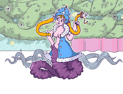 Snegurochka (Snow girl) christmas folktale girl girl character illustration monster newyear snake vector