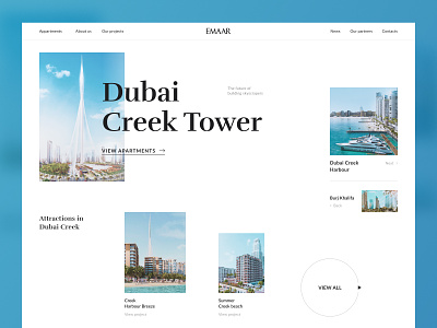 Promo site for Dubai Creek Tower by Emaar design dubai dubai creek dubai creek harbour dubai creek tower flat mikhail kulakov minimal promo promo sites ui ui design uiux ux design web web design website