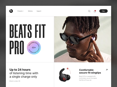 Beats Fit Pro headphones website beats beats fit pro deisgn graphic design headphone headphones landing landing page mikhail kulakov promo prooduct ui ux ux web design wireless