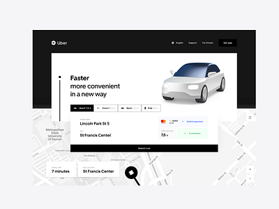 Uber web clean design minimal taxi uber ui ux web web design