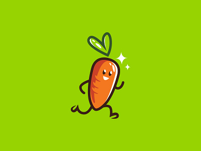Healthy food cafe carrot cartoon character design food fun green helthy logo mark minimal restaurant run russia sport
